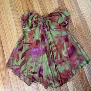 Urban Outfitters Green and Purple Strapless Top